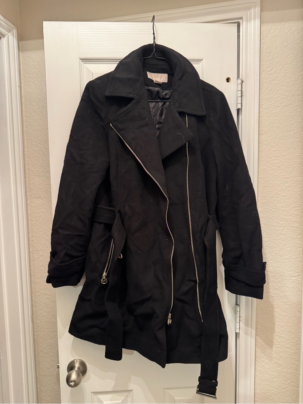 Michael Kors Black Wool Blend Pea Coat – Size L